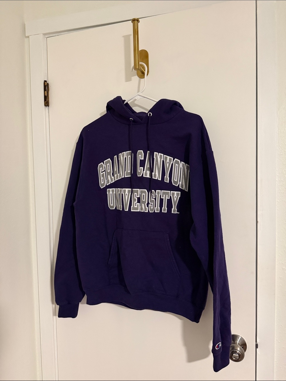 Champion Men’s Purple Crewneck Hoodie with Grand Canyon University Script